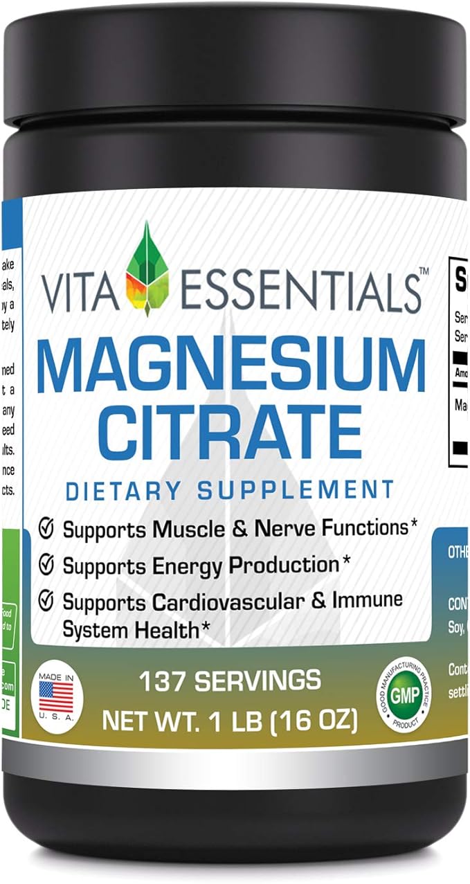 Vita Essentials Magnesium Citrate Powder, 1 Pound Health
