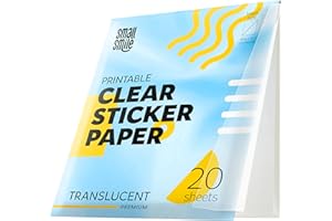 95% Clear Sticker Paper for Inkjet Printer and Laser – 20 Sheets, 8.5x11 Transparent Sticker Paper, Printable Vinyl, Waterpro