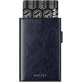 VULKIT Men's Card Holder Wallet Pop Up Wallet Magnetic Closure RFID Blocking Tri-fold Leather Wallet