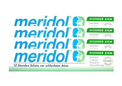 4x meridol SICHERER ATEM Zahnpasta 75ml Zahncreme, Weisse Zähne