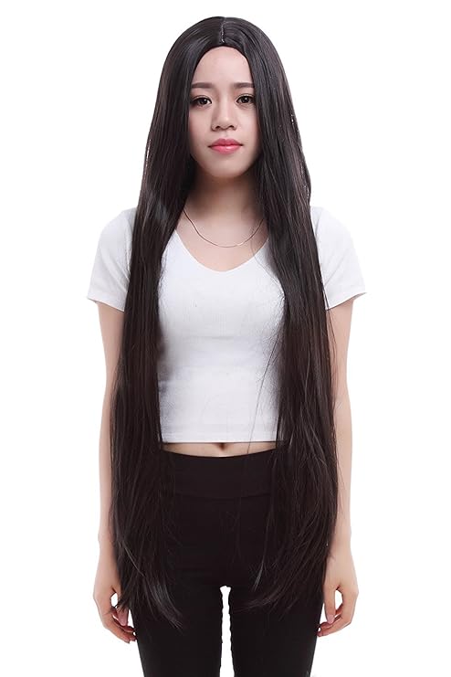 100cm Black 1 Lemail Wig 100cm Long Black Straight Cosplay