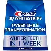 Crest 3DWhitestrips 1 Week Smile Transformation At-Home Teeth Whitening Kit, 14 Treatments, 8 Levels Whiter in 1 Week