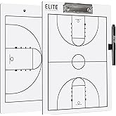 Elite Clipboards Basketball White Dry Erase Coaches Clipboard | Double-Side Basketball Coaching Whiteboard with Marker