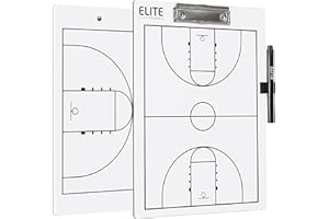 Elite Clipboards Basketball White Dry Erase Coaches Clipboard | Double-Side Basketball Coaching Whiteboard with Marker