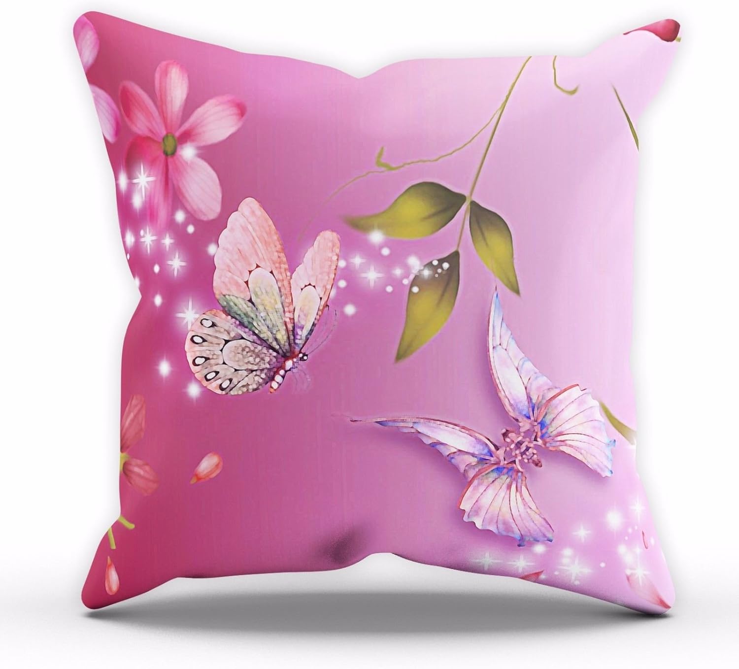 Pink Butterfly Cushion 16x16inches C10 Home & Décor Printed Cushion