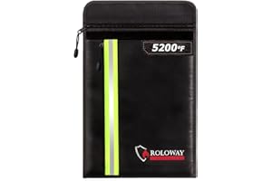 ROLOWAY Fireproof Document Bag (15.5 x 11.5 inch) with 2 Pockets and 5200℉ Aluminum Foil Layer, Fireproof Bag for Document Sa
