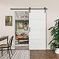 Modern Paneled Manufacture Wood Sliding Barn Door Wave Design with Installation Hardware Kit(Easy Installation),36"×84"