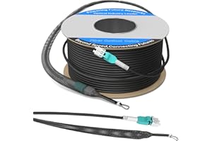 ERSTICKT 75M/246FT OM3/OM4 LC to LC Outdoor Armored Fiber Optic Patch Cable, Multimode Duplex 50/125μm, 10Gb/40Gb/100Gb, Industrial TPU Jacket, Direct Burial, Uniboot, MMF, OD 5mm, Pulling Eye Kit Installed