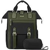 LOVEVOOK Laptop Backpack for Women Work Travel Backpack Purse, Nurse Bags Teacher Doctor Commuter Business Computer Bag, College Backpack Stylish Daypack, 15.6 Inch, Black-army green-army green