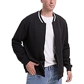 QTWW INC Men's Lightweight Jackets Full Zip Up Varsity Baseball Jacket Casual Waffle Letterman Bomber Jacket with Zip Pockets