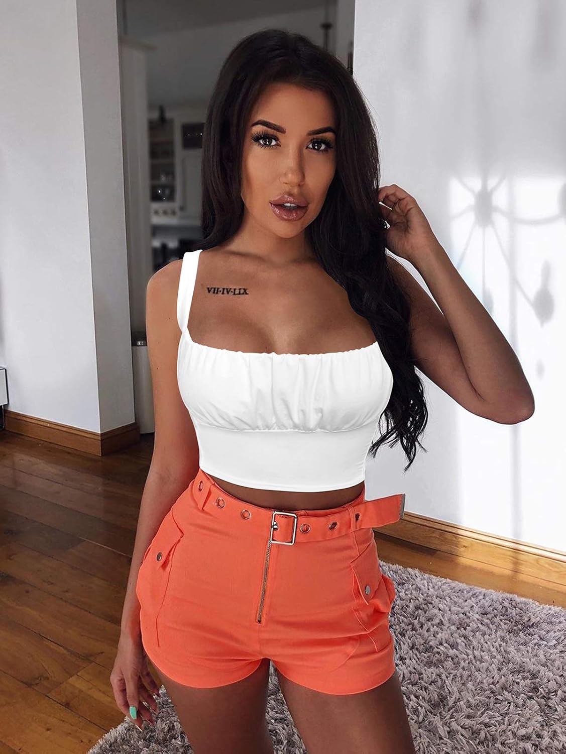 TOB Women's Sexy Summer Basic Sleeveless Stretch Outfit Crop Tank Top at  Women’s Clothing store