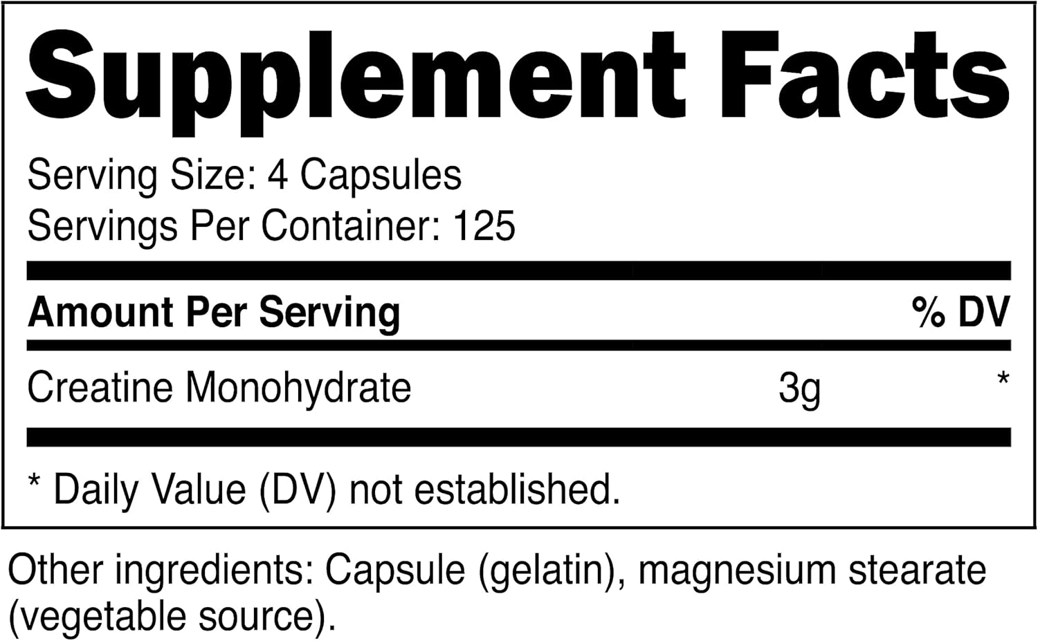 Nutricost Creatine Monohydrate 3,000mg (750mg Per Capsule) 500 Capsules, 125 Servings: Health & Personal Care