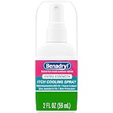 Benadryl Extra Strength Itch Cooling Spray, Topical Analgesic 2 fl. oz | Diphenhydramine HCl &amp; Zinc Acetate Skin Protectant, Fast Relief from Insect Bites, Travel Size