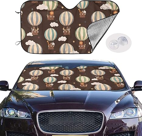 Amazon 車用サンシェード 車用パラソル 車 フロントガラスカバー カーフロントシェード 車窓日よけ 日除け 熱気球 動物柄 カーフロントカバー カーサンシェード 遮光 遮熱 紫外線カット 日焼け防止 簡単取付け 車中泊 日よけ用品 汎用 サンシェード 車 バイク