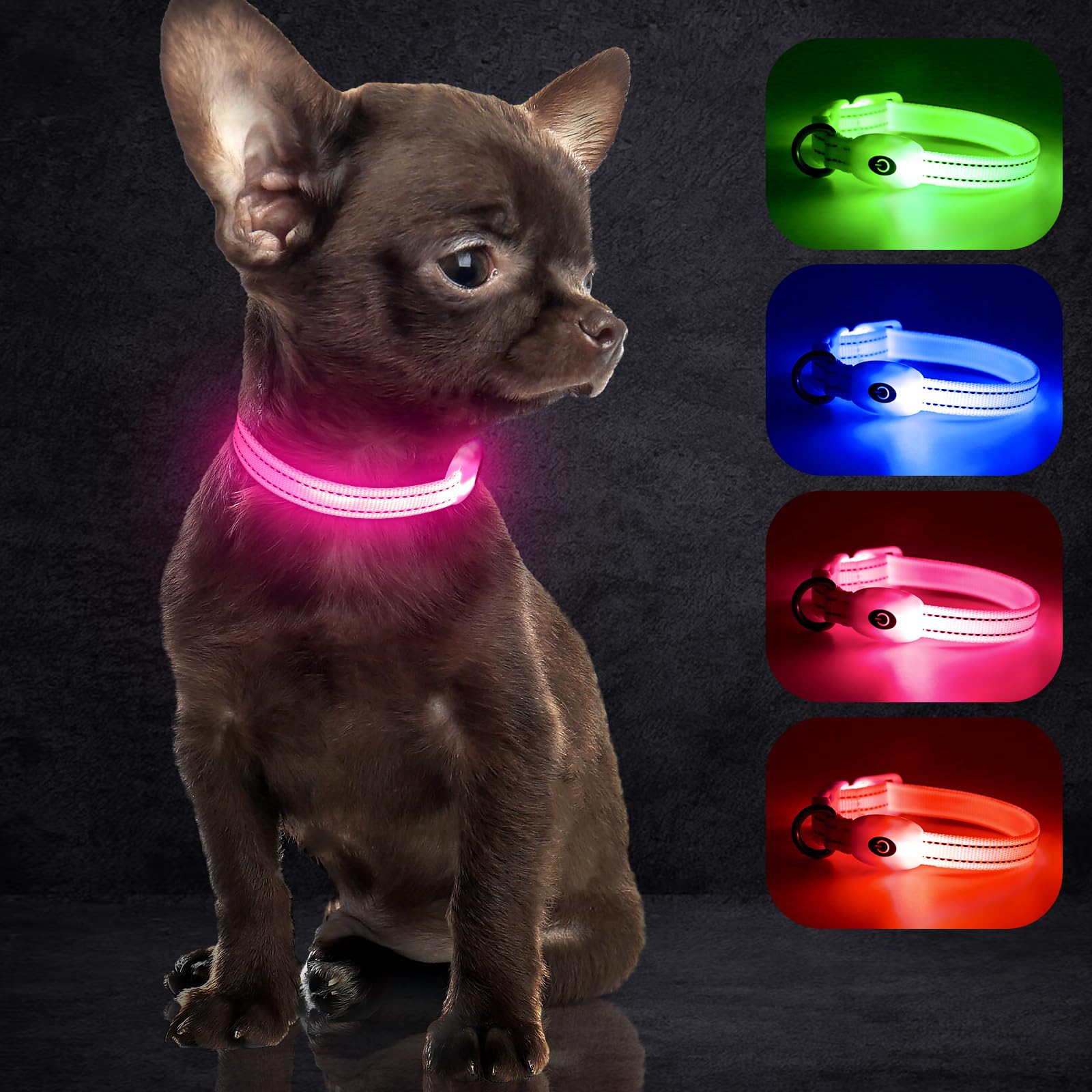 YFbrite LED Cat Collar – USB Rechargeable Waterproof Light Up Dog Collar, Fits Any Size Cat, Dog or Puppy, Glowing In The Dark Lights Collars for Pets Safety (Pink, XS)