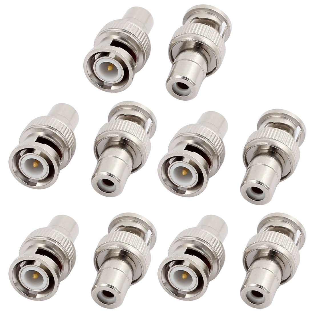 sourcing map 10 Pcs BNC Male to RCA Female Jack Coax Cable Video Adapter Connector