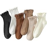 Hstyle 6 Pairs of Ruffle Socks Women, Cute Ruffle Ankle Socks