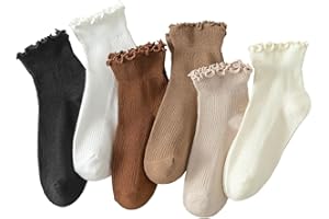 Hstyle 6 Pairs of Ruffle Socks Women, Cute Ruffle Ankle Socks