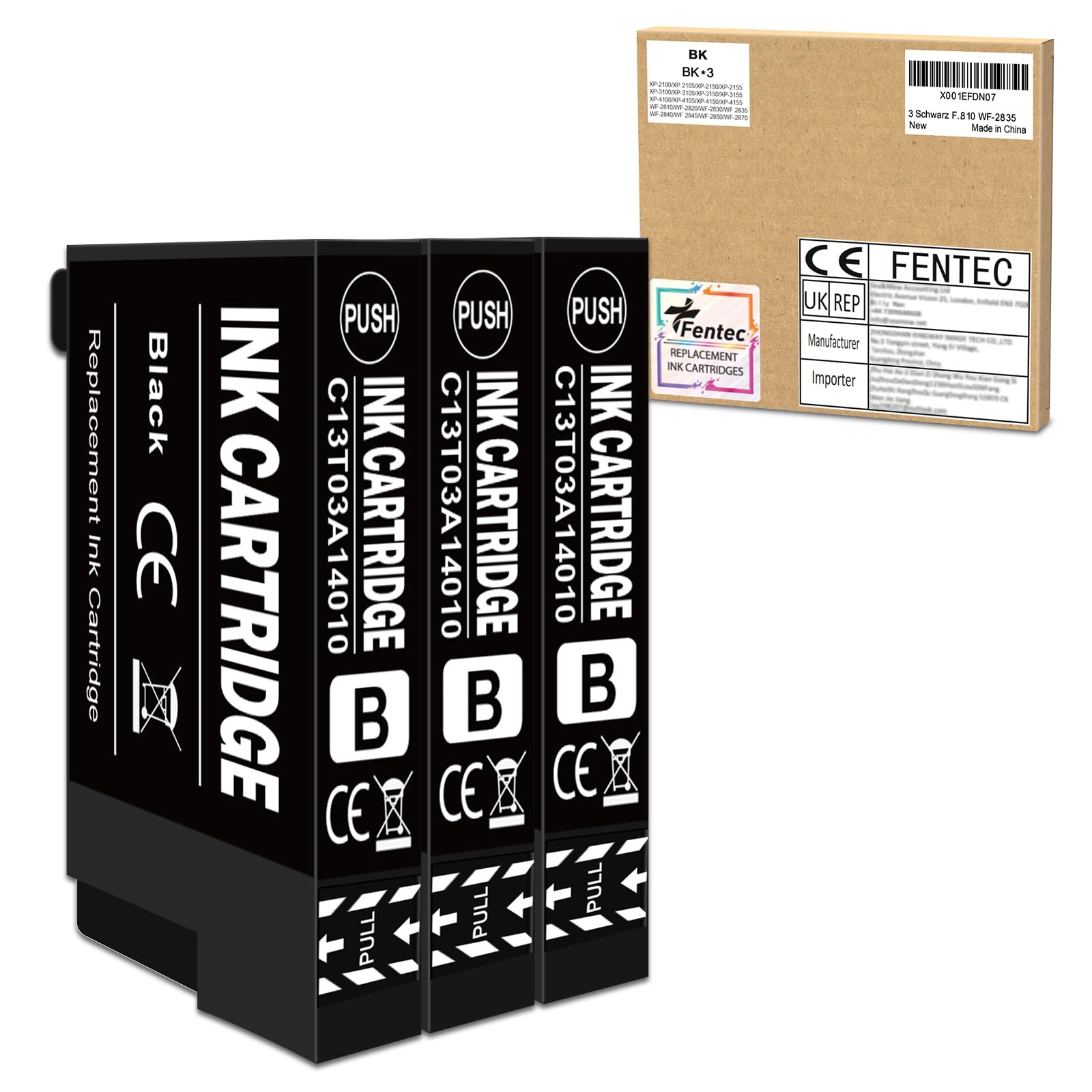 FENTEC XP-4150 XP-2150 XP-3150 XP-4155 XP-2155 WF-2840 Ink Cartridges Black Compatible for Eps 603XL Ink Black for Epson XP4150 XP3150 XP2150 XP2155 XP3155 XP-2100 XP3100 XP4100 XP2105 WF-2850