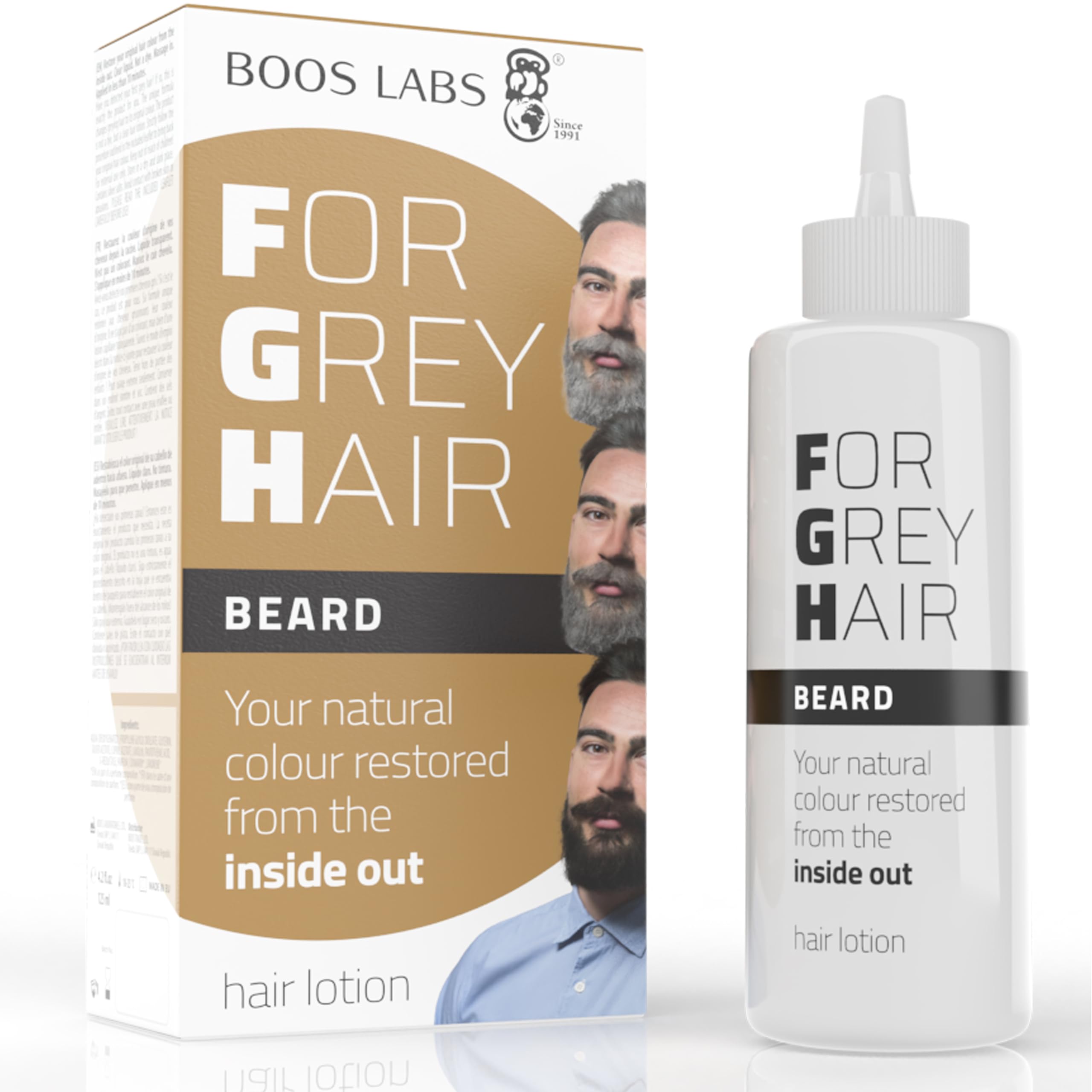 BOOS LABS For Grey Hair for Beard Against Grey Beard, Healthy Alternative for Hair Dye, Hair Root Touch Up, Enzymatic Hair Product