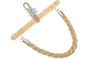 BESPORTBLE Mediterranean Style No-Drill Woven Rope Toilet Roll Holder Wall Mount Paper Towel Stand for Bathroom