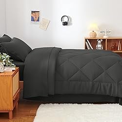 CozyLux Twin XL Comforter Set Dark Grey - 5 Pieces