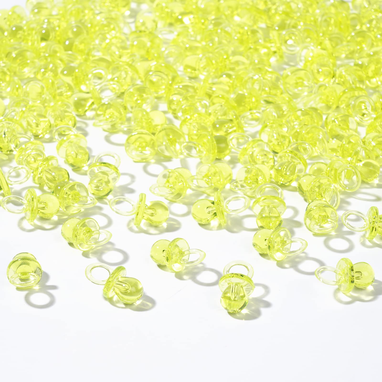 Photo 1 of XINHUIDALSQ 150 Mini Acrylic Pacifiers for Baby Shower Girl Game, 0.86 Inch Bulk Chupones para Gender Reveal Party Favors Table Decoration (Yellow)
