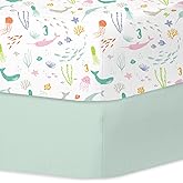 Little Grape Land Crib Sheets 2 Pack, Microfiber Fitted Crib Sheet for Standard Crib Mattress 52"x28"x8", Soft and Neutral Baby Crib Sheets for Boys and Girls, Breathable & Easy Care, Pastel Ocean