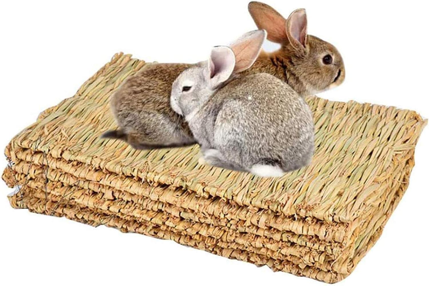 Tfwadmx Rabbit Grass Mat,16.5''x11'' Natural Woven Seagrass Mat Bunny