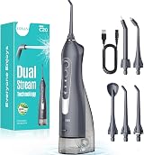 COSLUS C20 Water Flosser 300ml Rechargeable 5 Tips IPX7 Gray