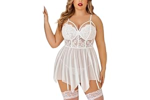 Avidlove Plus Size Lingerie for Women Mesh Lace Lingerie Top Exotic Nightgowns