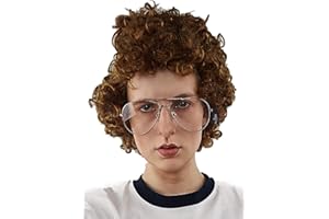 ALLAURA Napoleon Pedro Brown Afro Nerd Wig + Glasses Costume Set Geek Costume Wigs For Mens Adult Halloween Party 80s | Dynamite Wig Nerd Wig — Vote Pedro Wig Hilarious Halloween Costumes