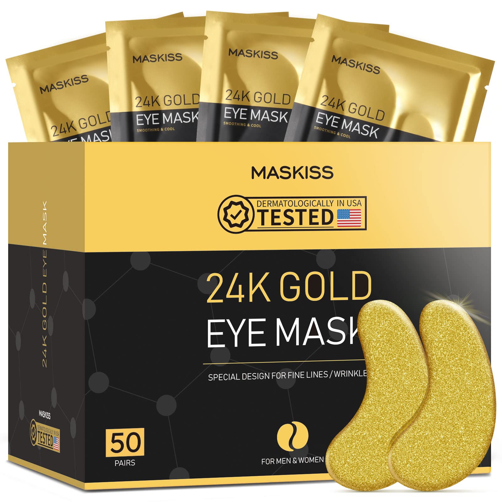 Photo 1 of Maskiss 24k Gold Under Eye Patches (50 Pairs), eye mask, Collagen Skin Care Products, Eye Patches for Puffy Eyes, eye masks for dark circles and puffiness