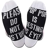 GJTIM 2PAIRS Novelty Grandpa Gift Pop Pop Socks for Pop pop Father's Day Gift Birthday Gift for Dad Papa (Pop Pop Resting)