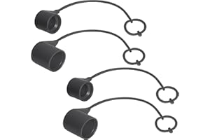 SIGNITE 3/8 Skid Steer Bobcat Hydraulic Cap Flat Face Air Coupler Cover Male Female Dust Caps and Plug,Fits ISO 16028 Hydraulic Quick Disconnects with Retention Ring Keeps Cap Attached to Hose (BLACK)2 Set