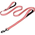 Joytale Dog Leash Heavy Duty for Large Dogs That Pull, Double Handle for Traffic Control, Double-Sided Reflective Leashes for Large Medium Dogs Night Safety, 5FT, Neon Pink