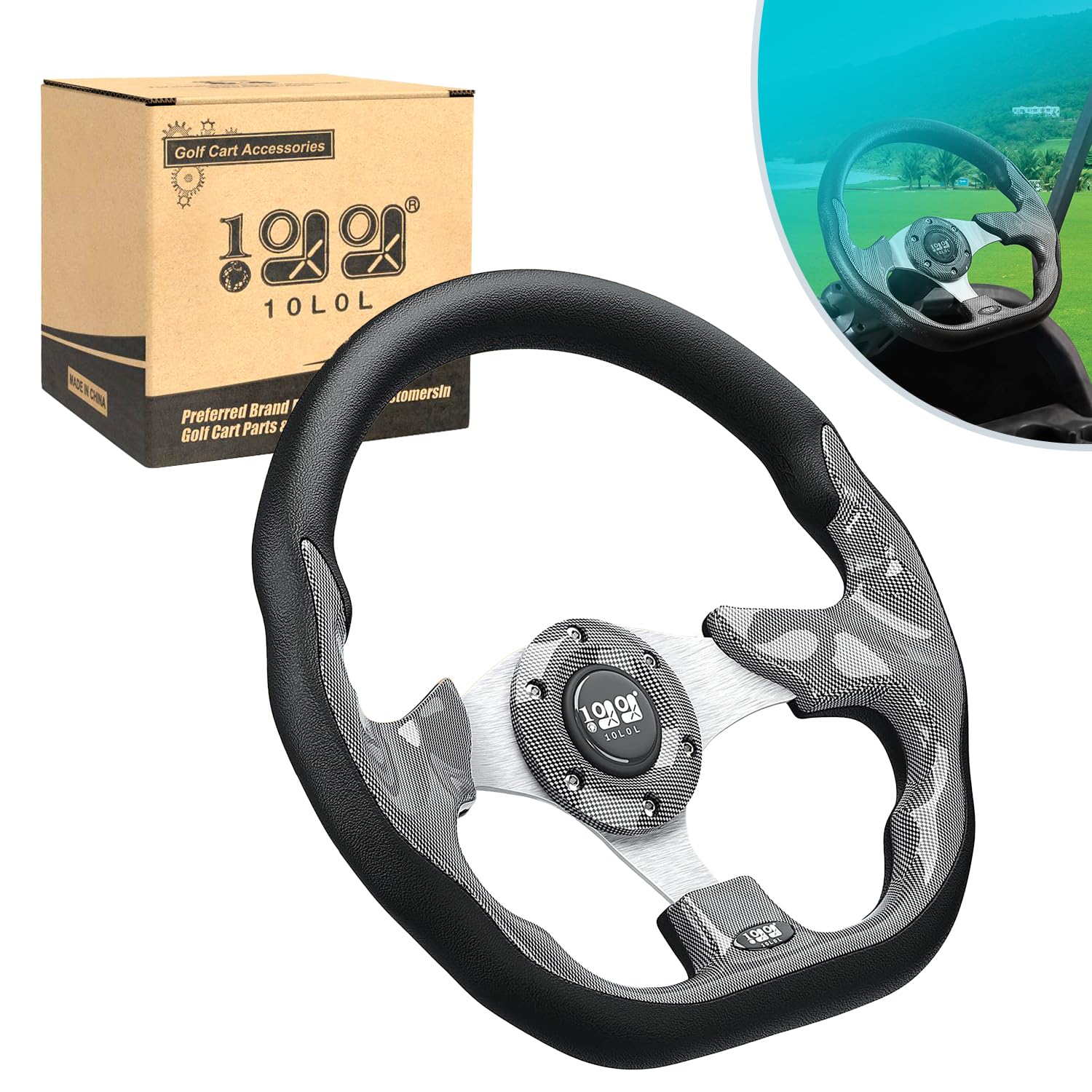 Photo 1 of 10L0L Golf Cart Steering Wheel for Yamaha, EZGO TXT/RXV/Valor, Club Car DS/Precedent/Onward/Tempo Golf Carts