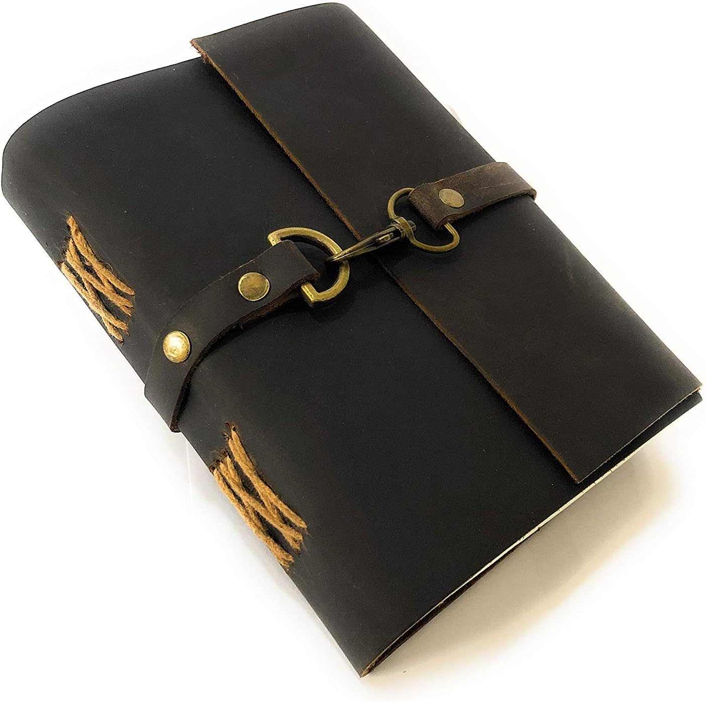 AH International Leather Diary/Notebook with antique hook lock for men and women (Brown, 7 x 5-inches)