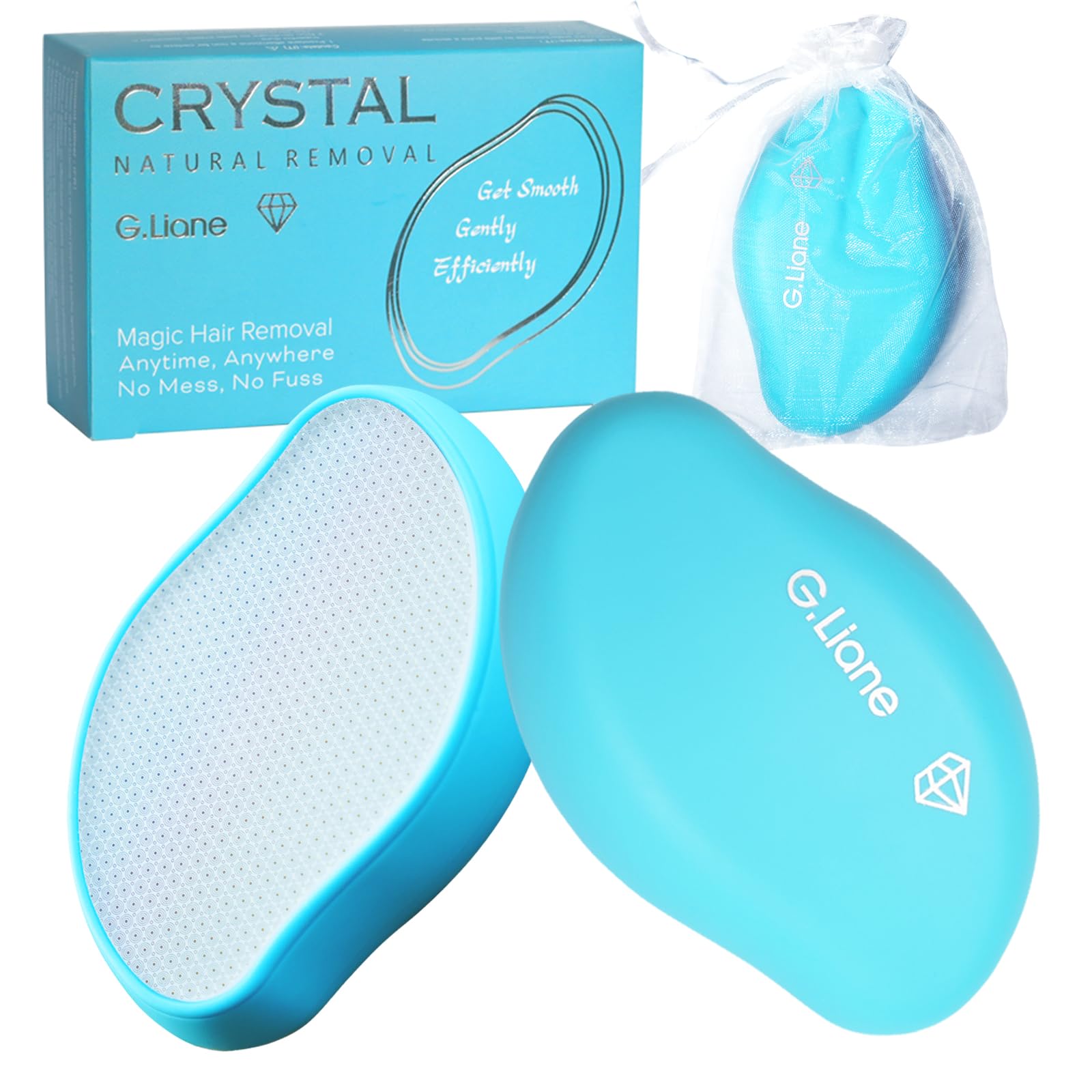 G.Liane Premium Crystal Hair Eraser,Painless Exfoliation Hair Removal Epilator,Nano Glass Hair Remover for Women,Natural Gentle and Efficient Shaver Trimmer on Leg Arm(Ocean Blue)