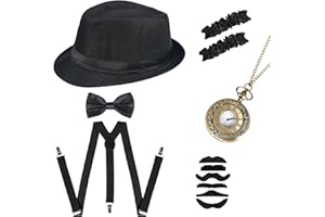 Sinoeem 1920s Mens Gatsby Gangster Costume Accessories Set
