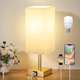 Aooshine Bedside Lamp 3-Way Dimmable USB C USB A Ports Gold Shade view 9