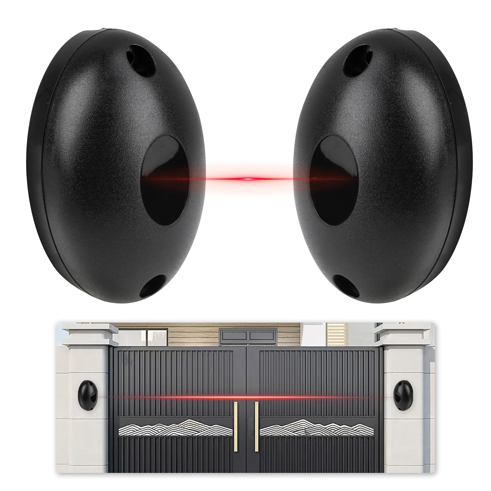 Pair of Infrared Photocell Sensors, Gate Beam Sensor 12/24V AC DC, Universal Compatibility for Automatic Gates and Garage Doors, Weatherproof Security System with 15-25m Detection Radius