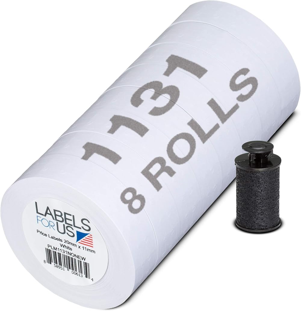 Labels for Us Monarch 1131 Compatible White Labels - 20,000 Labels, 8 Rolls