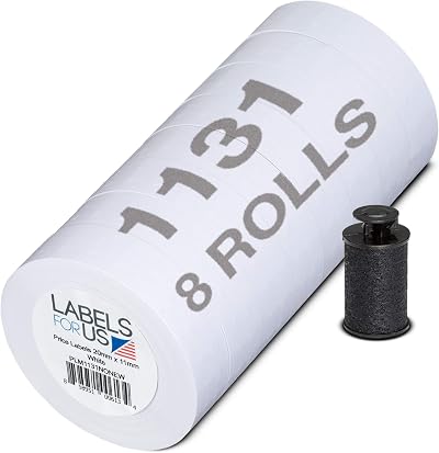 Labels for Us Monarch 1131 Compatible White Labels - 20,000 Labels, 8 Rolls
