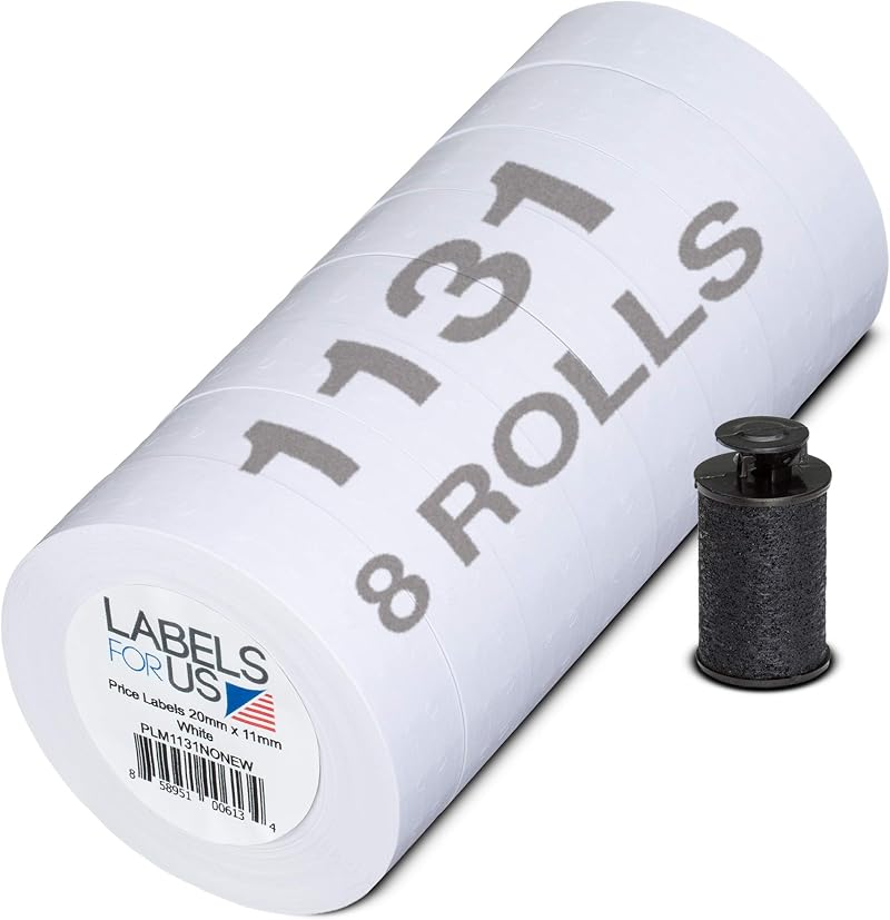 Labels for Us Monarch 1131 Compatible White Labels - 20,000 Labels, 8 Rolls