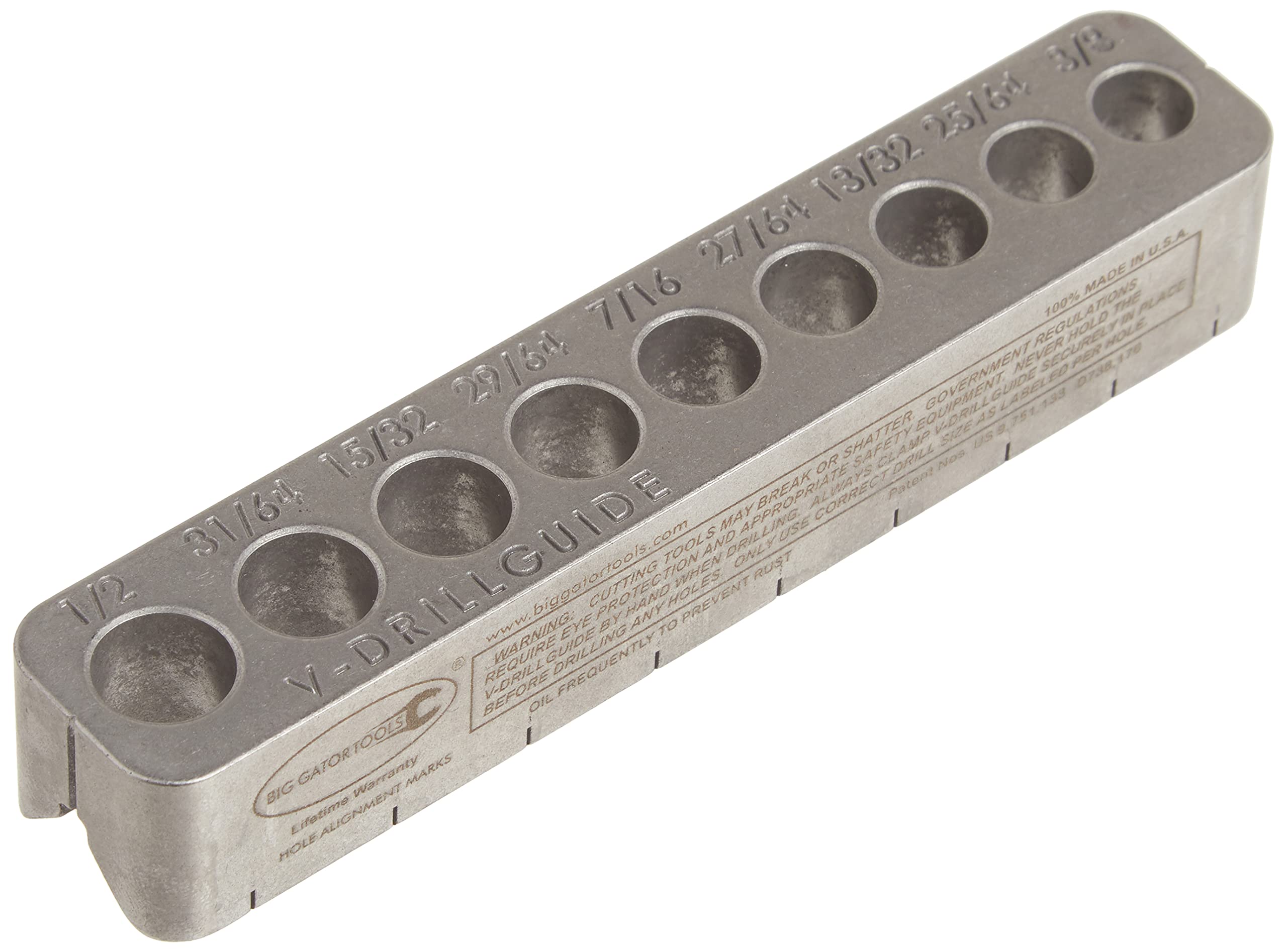 V-Drill Guide, Standard sizes 3/8" to 1/2"