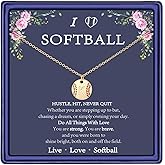 Gnamy Softball Initial A-Z Necklaces for Women Girls, 14K Gold Plated Letter Disc Pendant Necklace Dainty Valentines Birthday Jewelry Gifts for Her Teen Girls Team Players Coach