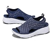 GoodValue Womens Comfortable Orthopedic Sandals Arch Support Ladies Walking Sport Athletic Sandals Open Toe Slip On Plantar Fasciitis Platform Dress Sandal 2 Inches Heel