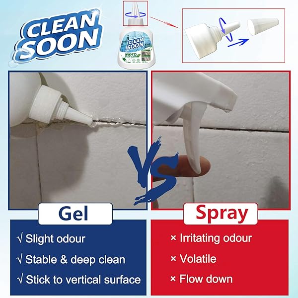 CLEAN SOON HOUSEHOLD MOLD REMOVAL GEL, 8 FL OZ FRONT LOAD WASHER MOLD REMOVAL, STAIN CLEANER FOR WASHING MACHINE, REFRIGERATOR STRIPS, SINK SEALANT, TILES, GREEN