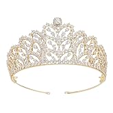 QXMYOO Luxury Full CZ Diamond Wedding Tiaras Tall Crowns for Bride Pageant Prom Quinceanera Birthday Party Silver Gold Crystal Headpieces Bridal Hiar Accessories Cubic Zirconia